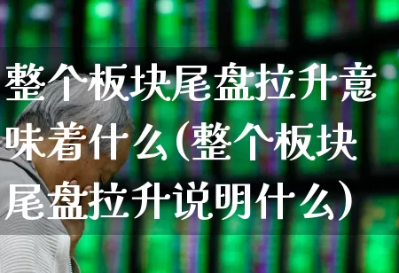 整个板块尾盘拉升意味着什么(整个板块尾盘拉升说明什么)_https://www.jumanxin.com_北交所_第1张